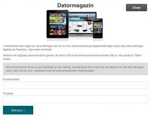 Datormagazin som e-tidning - registrering